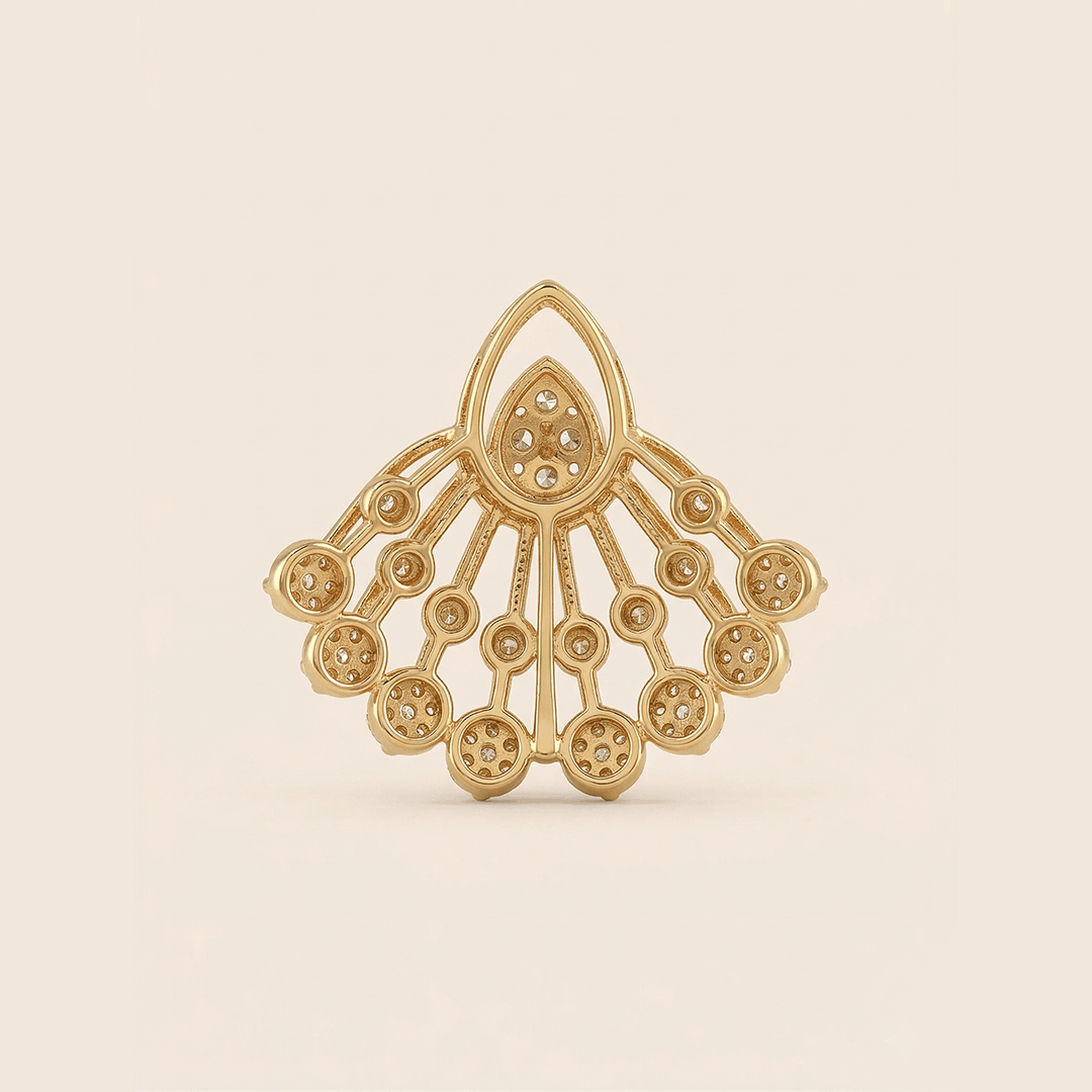 Radiant Fan Diamond Droplet Pendant in 18K Yellow Gold