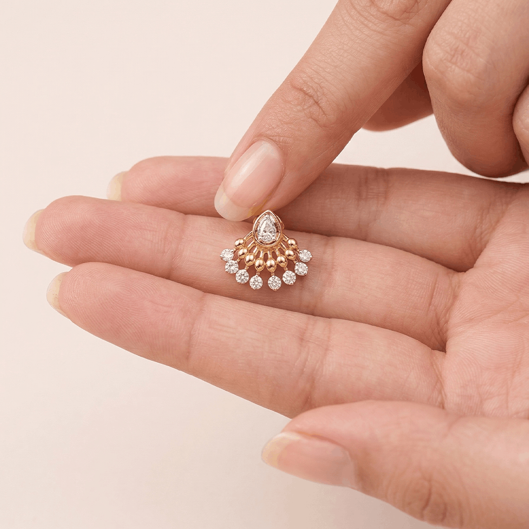 Radiant Fan Diamond Droplet Pendant in 18K Yellow Gold