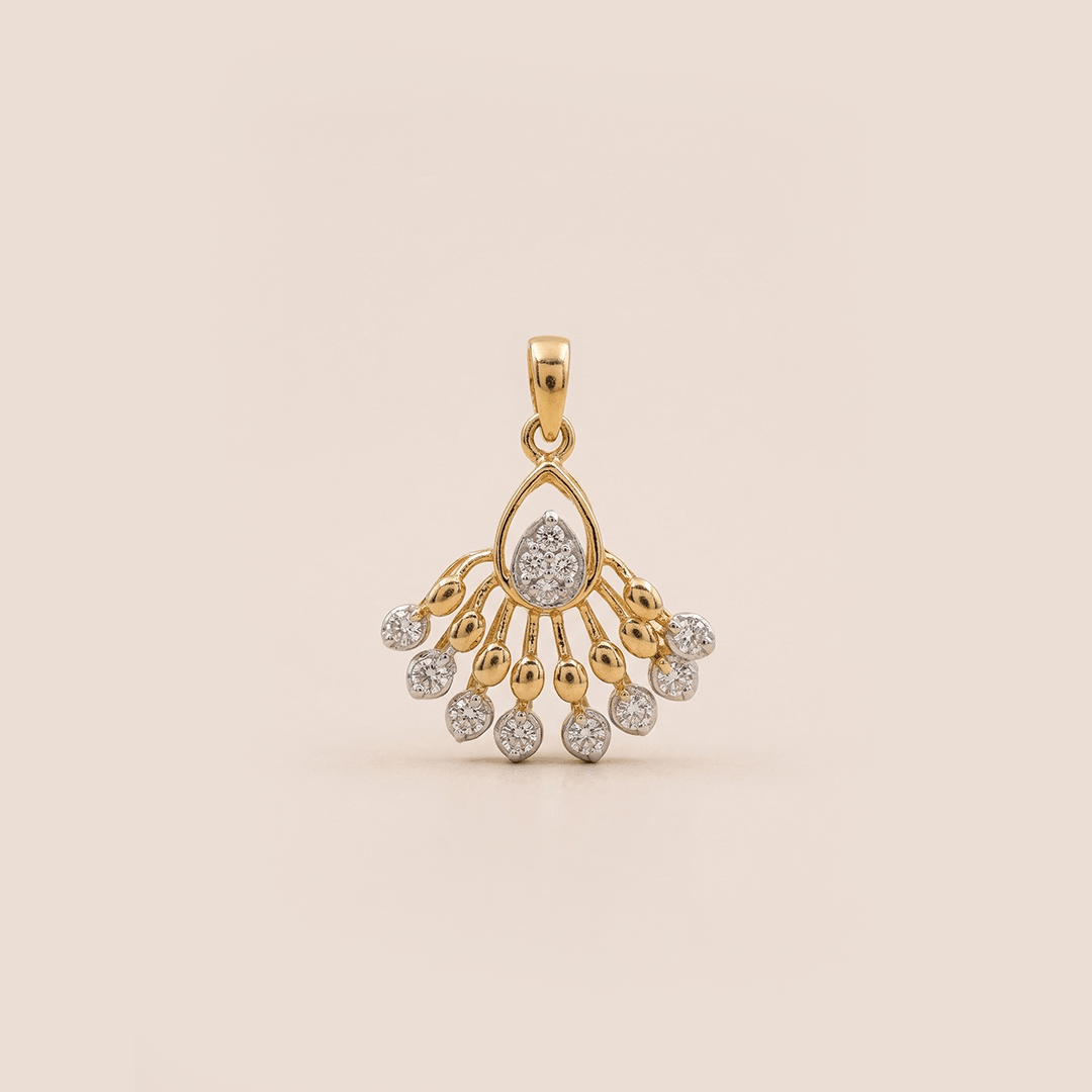 Radiant Fan Diamond Droplet Pendant in 18K Yellow Gold