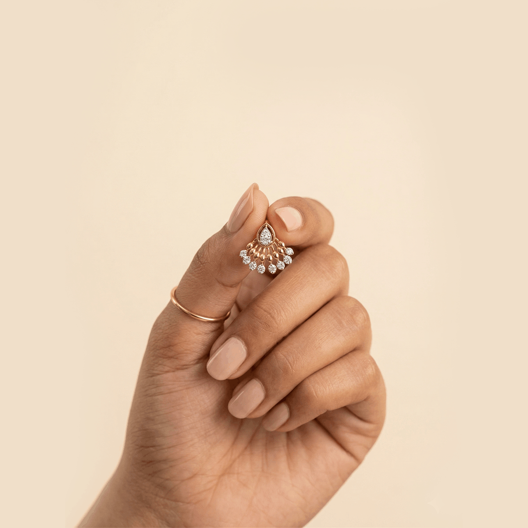 Radiant Fan Diamond Droplet Pendant in 18K Yellow Gold