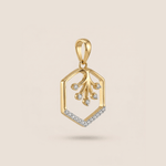 Load image into Gallery viewer, Geometric Flora 18K Yellow Gold Hexagon Diamond Pendant
