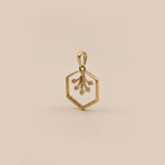 Load image into Gallery viewer, Geometric Flora 18K Yellow Gold Hexagon Diamond Pendant
