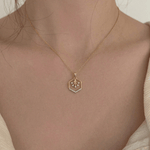 Load image into Gallery viewer, Geometric Flora 18K Yellow Gold Hexagon Diamond Pendant

