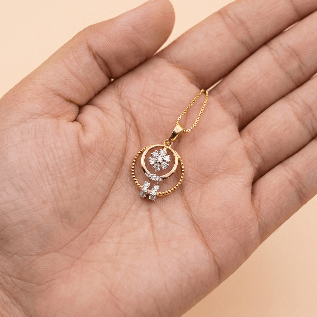 Celestial Dreamcatcher Diamond Pendant in 18K Yellow Gold