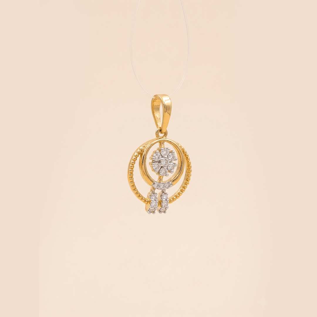 Celestial Dreamcatcher Diamond Pendant in 18K Yellow Gold