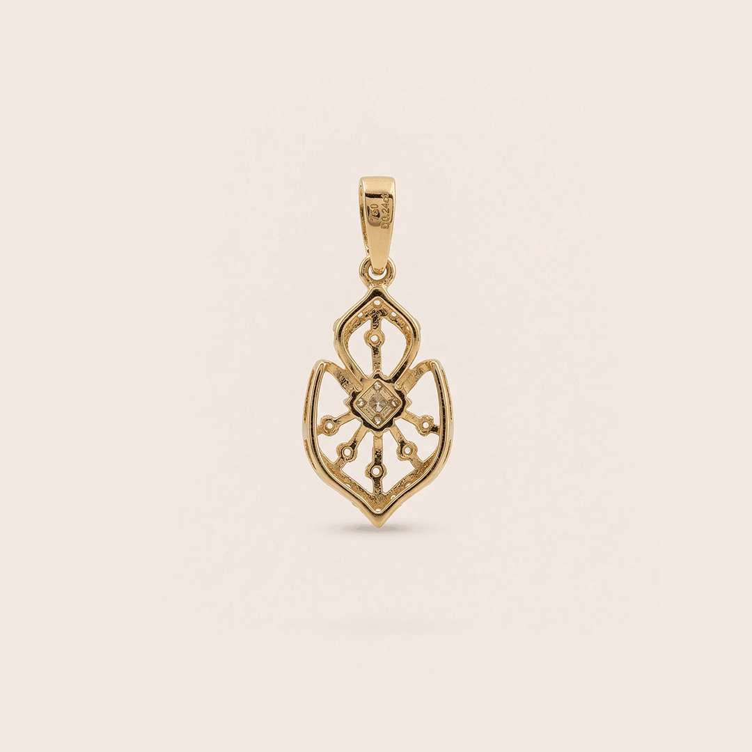 Royal filigree 18k yellow gold diamond heirloom pendant