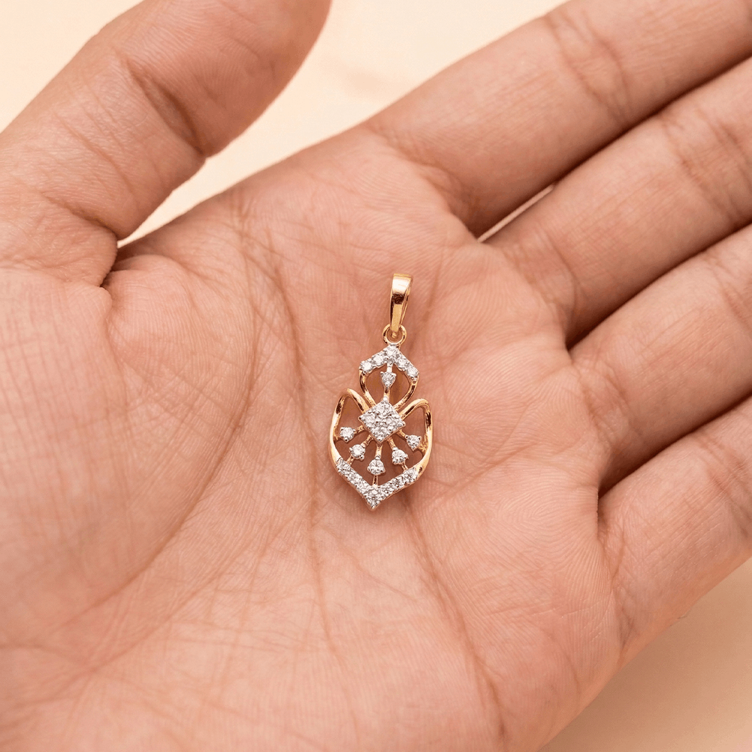 Royal Filigree 18K Yellow Gold Diamond Heirloom Pendant