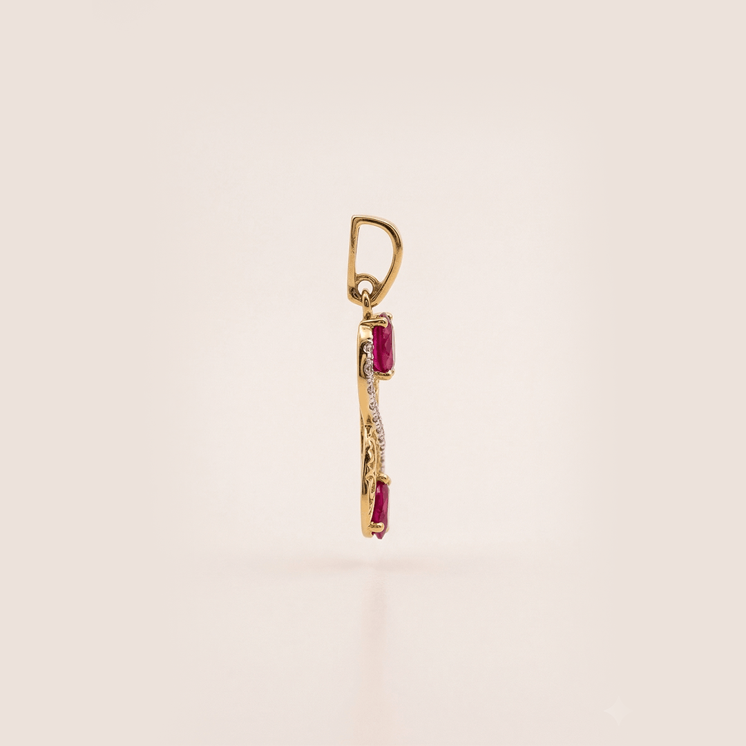 Infinite Crimson Bloom 18K Yellow Gold Diamond & Ruby Pendant