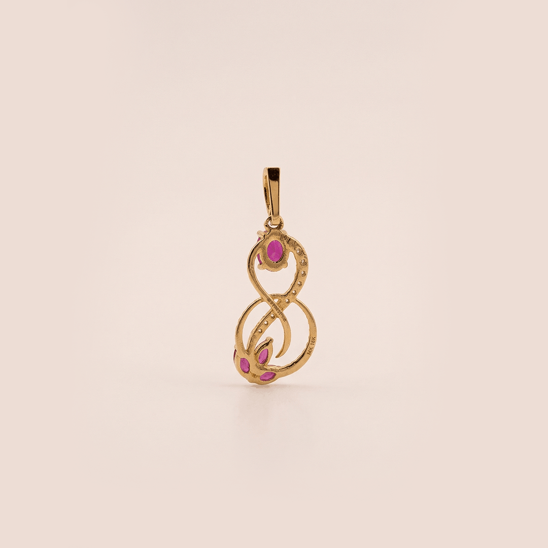 Infinite Crimson Bloom 18K Yellow Gold Diamond & Ruby Pendant