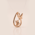 Load image into Gallery viewer, Butterfly Whisper 18K Rose Gold Diamond &amp; Blue Enamel Pendant
