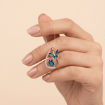 Load image into Gallery viewer, Butterfly Whisper 18K Rose Gold Diamond &amp; Blue Enamel Pendant
