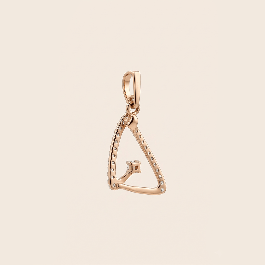 Geometric radiance 18k rose gold sculptural diamond pendant