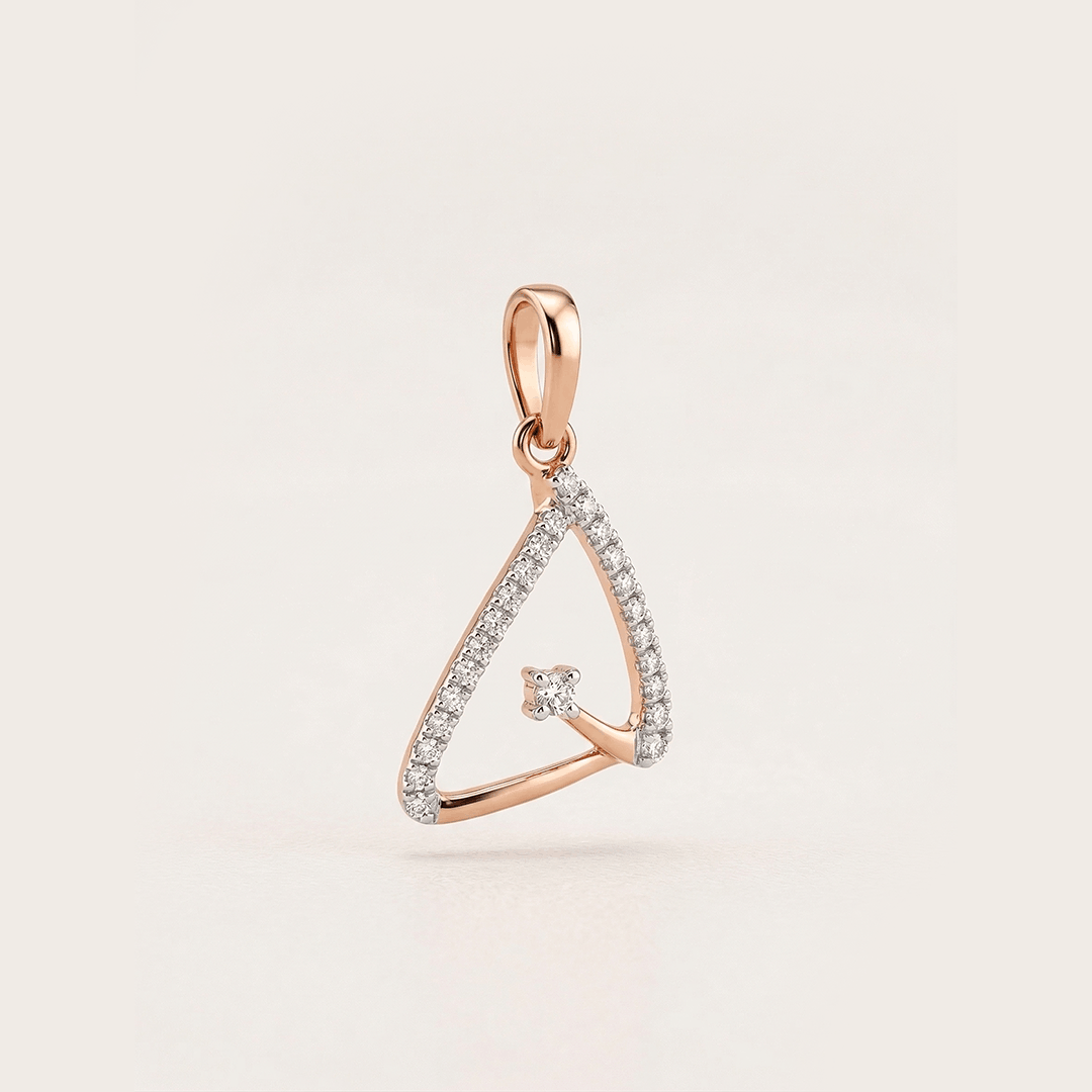 Geometric Radiance 18K Rose Gold Sculptural Diamond Pendant