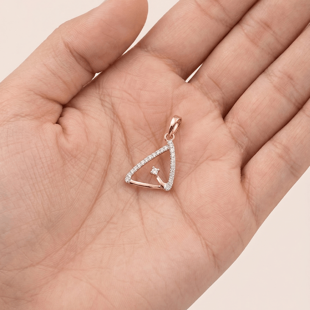 Geometric Radiance 18K Rose Gold Sculptural Diamond Pendant