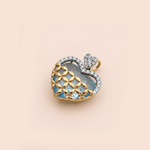 Load image into Gallery viewer, Cyan Heart Filigree Pendant in 18K Yellow Gold

