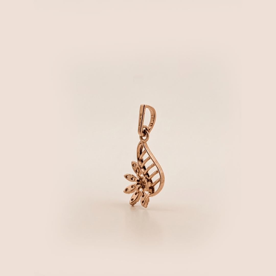 Ethereal Winged Blossom Diamond Pendant in 18K Rose Gold
