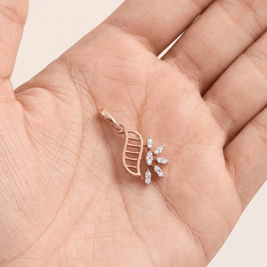 Ethereal Winged Blossom Diamond Pendant in 18K Rose Gold